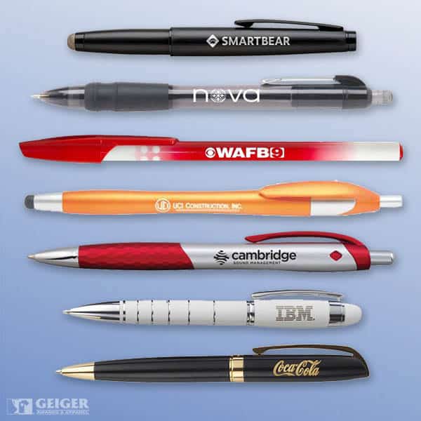 Promotional products of different styles of pens